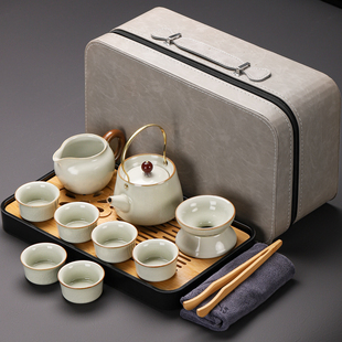备用品茶盘|陶瓷便携式|户外整套收纳包随行露营装|汝窑旅行茶具套装