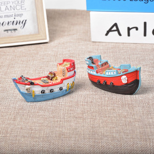 地中海树脂新款|船小海盗船创意家居摆件海洋主题装|饰品儿童小礼物
