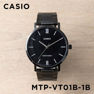 1B黑暗之心商务非机械简约黑色钢带表|MTP|VT01B|卡西欧手表CASIO